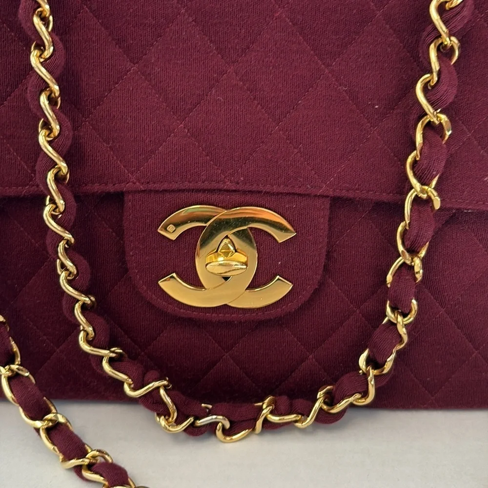 CHANEL Red Canvas Jumbo Bag